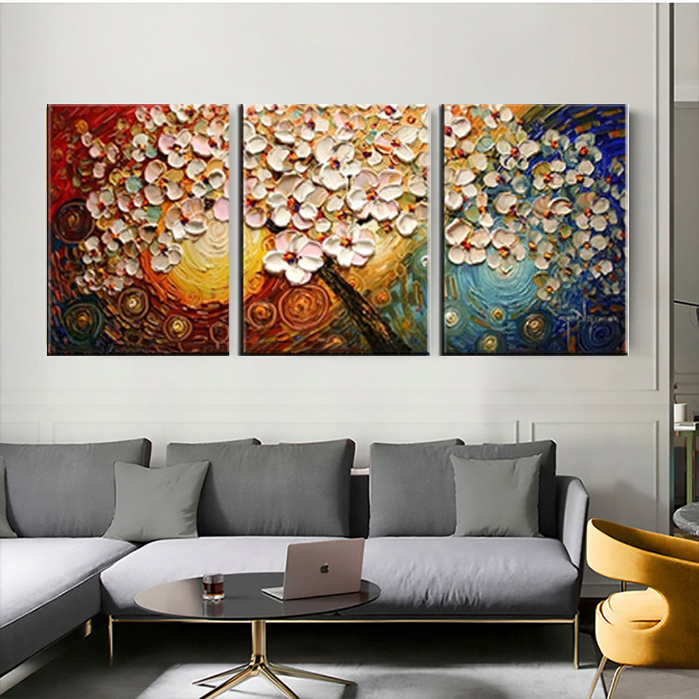 Vibrant Blossoms - Abstract Triptych