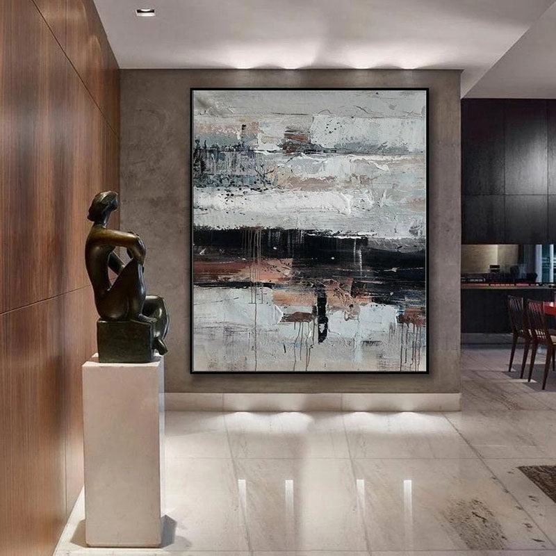 Urban Reflections: Abstract Expressionist Art Canvas