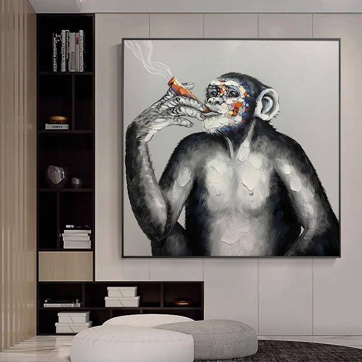 "Cognitive Reflection" Modern Monkey Oil Painting