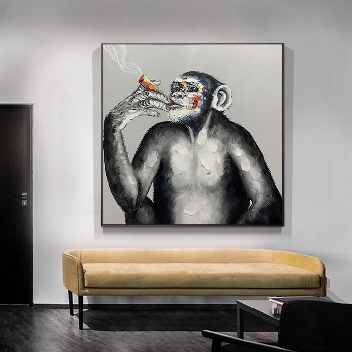 "Cognitive Reflection" Modern Monkey Oil Painting