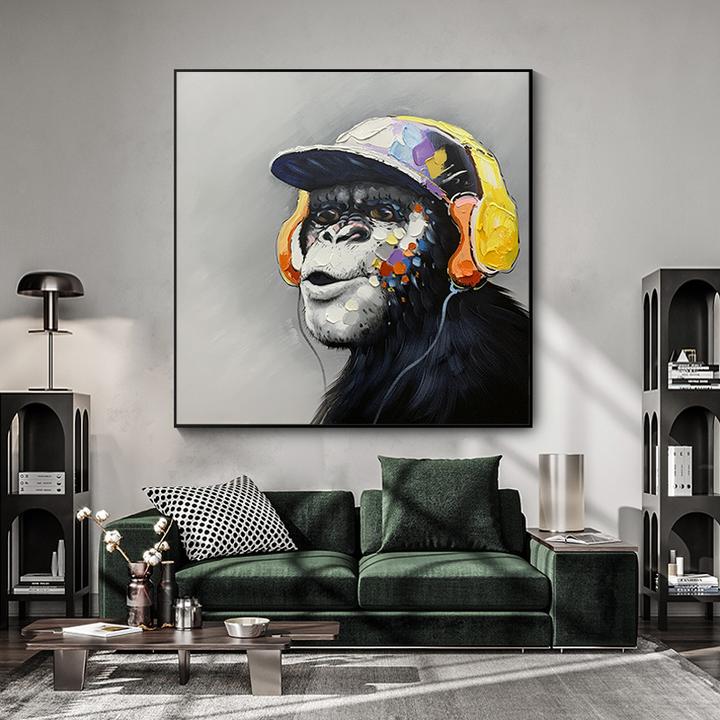 "Congo Beats" - Playful Chimpanzee Canvas Art