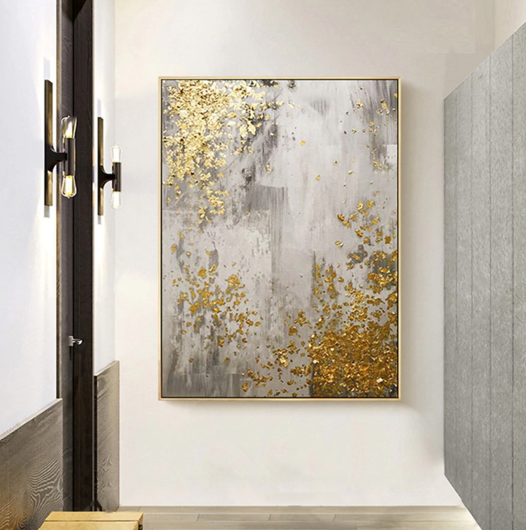 Golden Cascade - Luxe Abstract Art