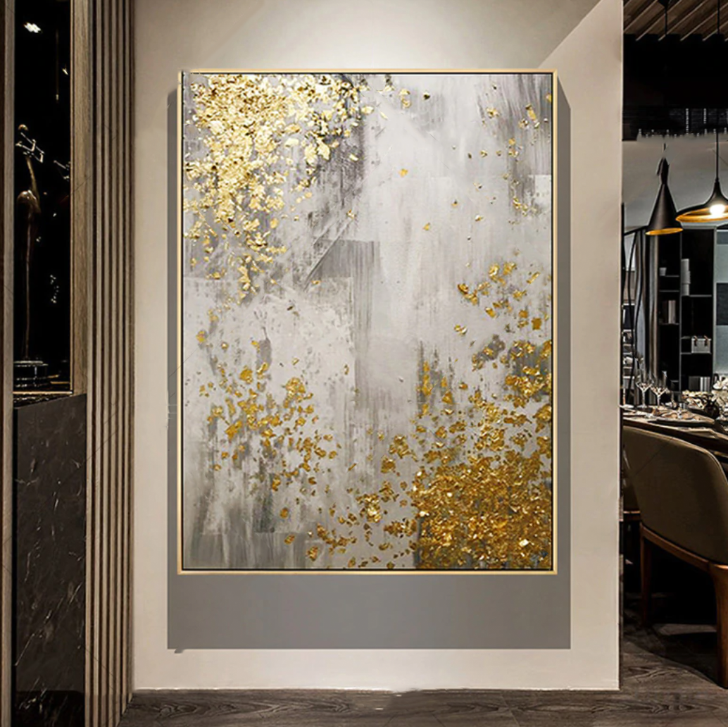 Golden Cascade - Luxe Abstract Art