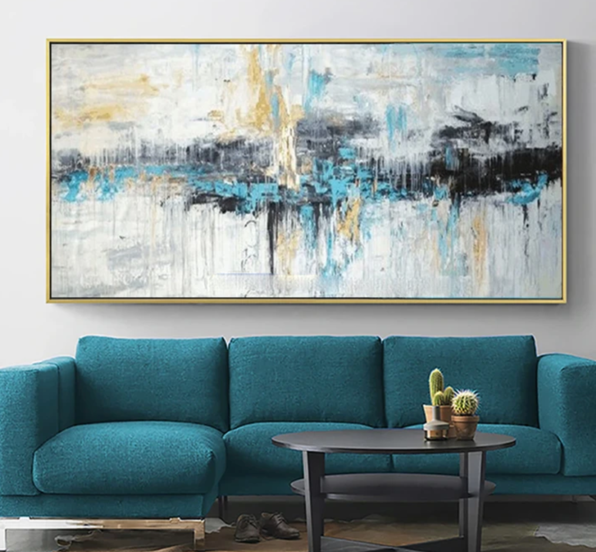 Modern Abstract Blue & Gold Art