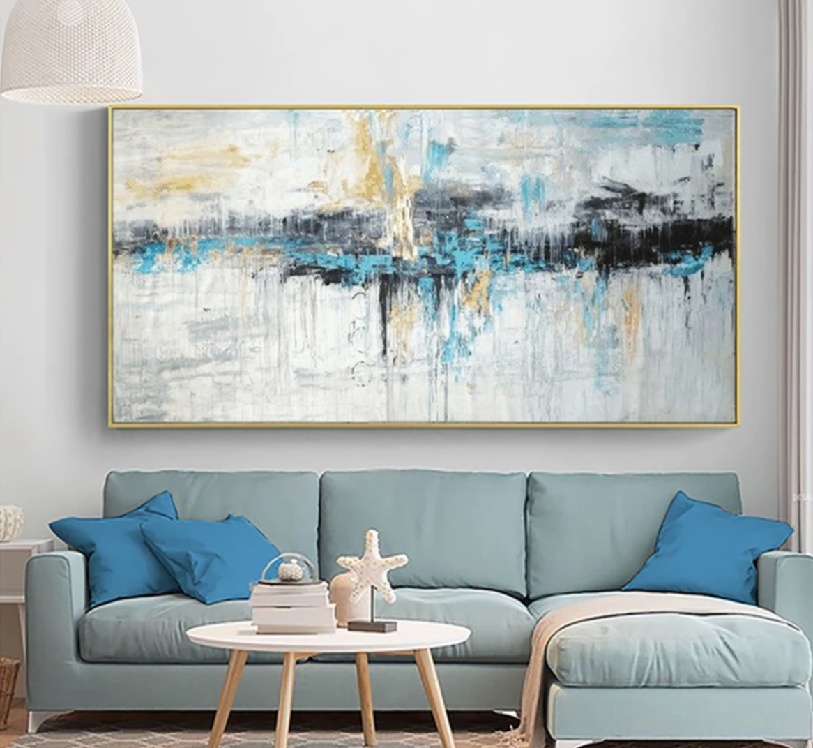 Modern Abstract Blue & Gold Art