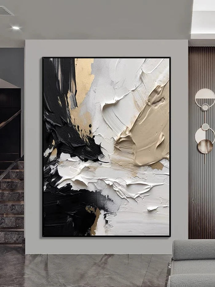 Abstract Black and White Textured Wall Art