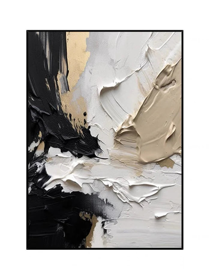 Abstract Black and White Textured Wall Art