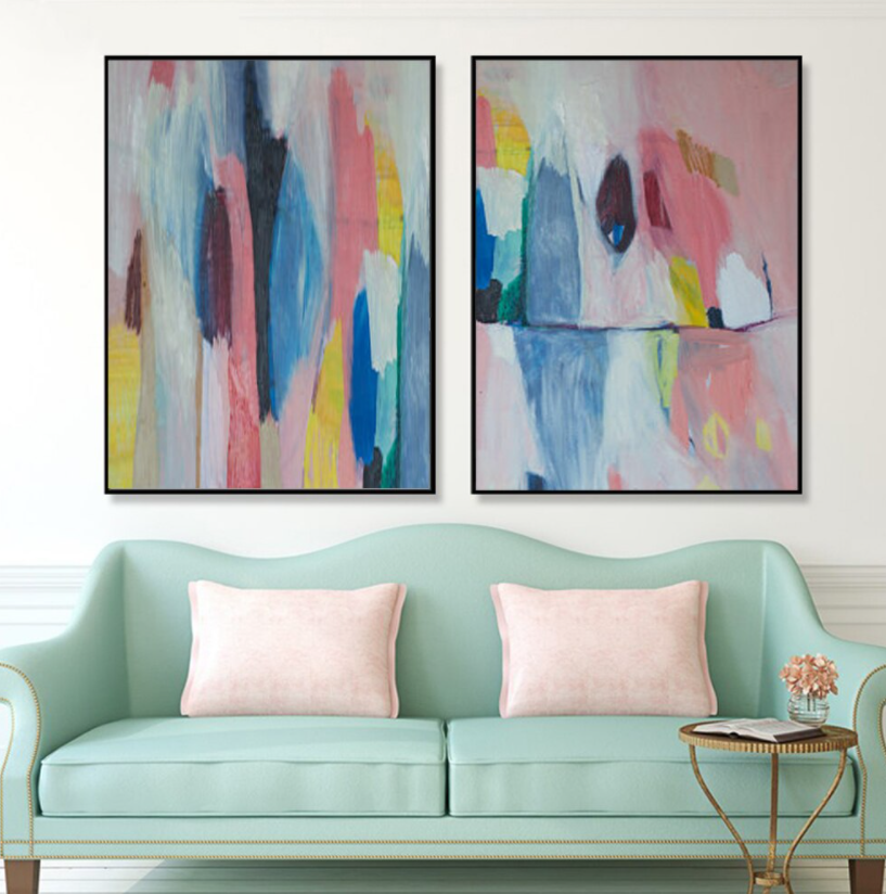 Pastel Dreams - Abstract Diptych