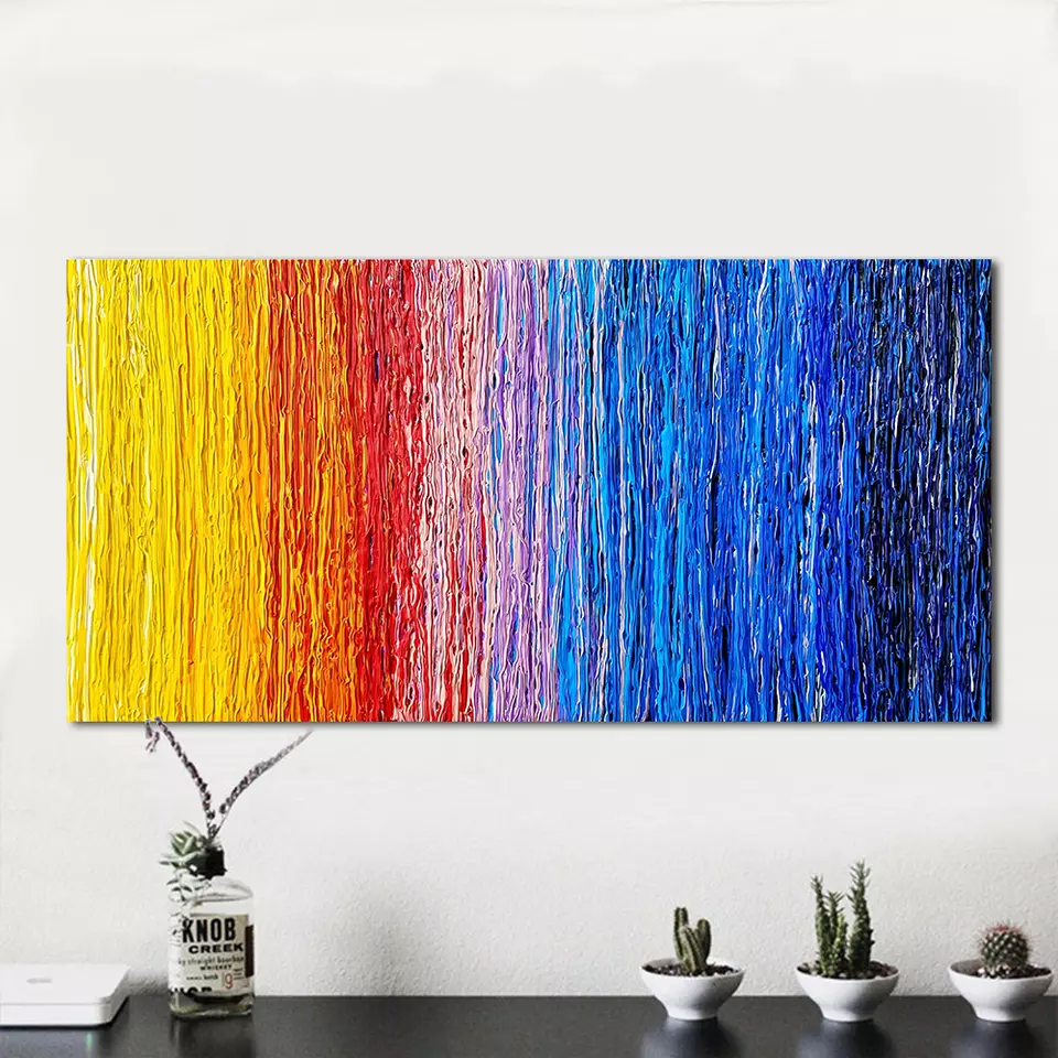 Rainbow Cascade Textured Canvas