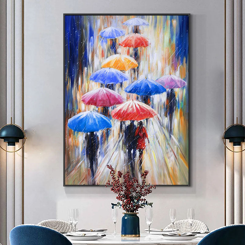 Vibrant Umbrellas in the Rain