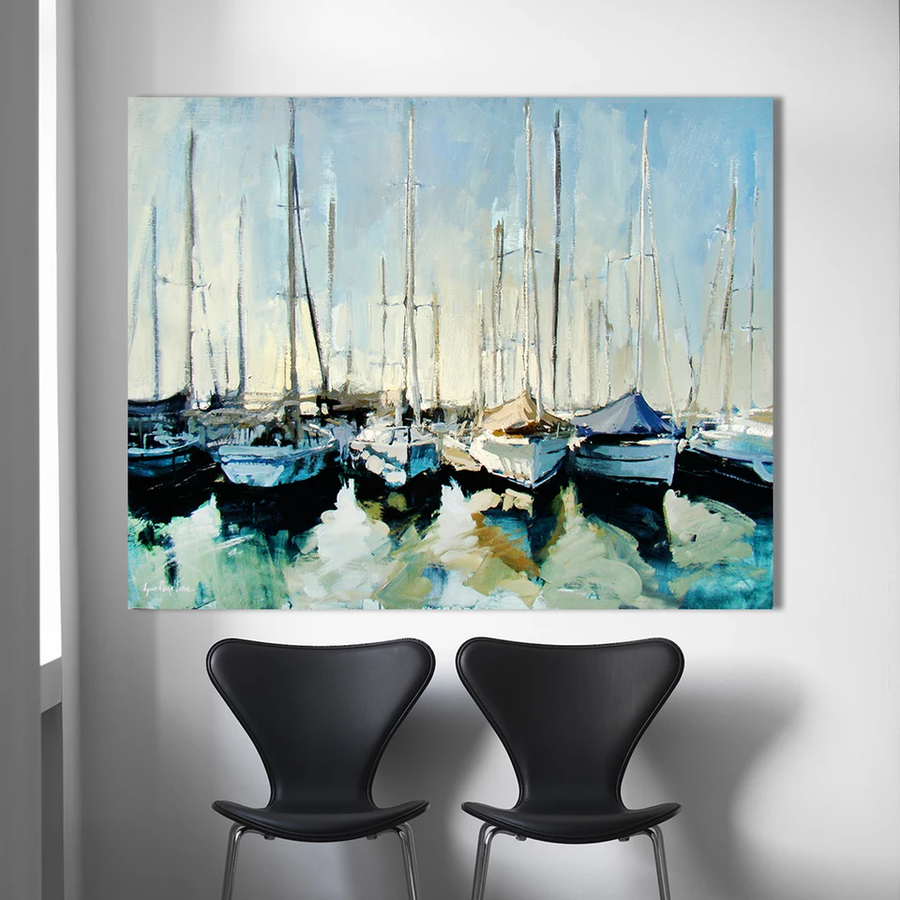 Harbor Serenity - Sailboat Scene