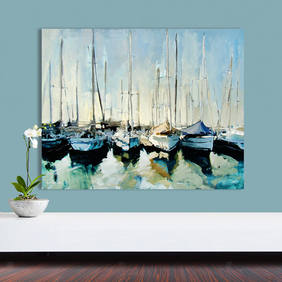 Harbor Serenity - Sailboat Scene