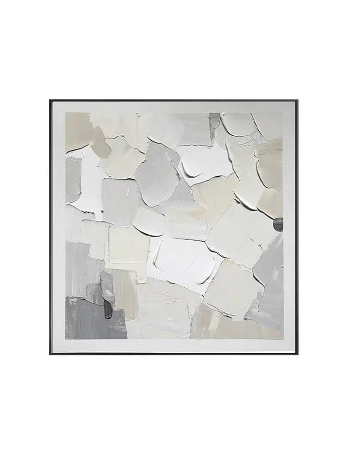 Minimalist White and Grey Abstract Wall Art