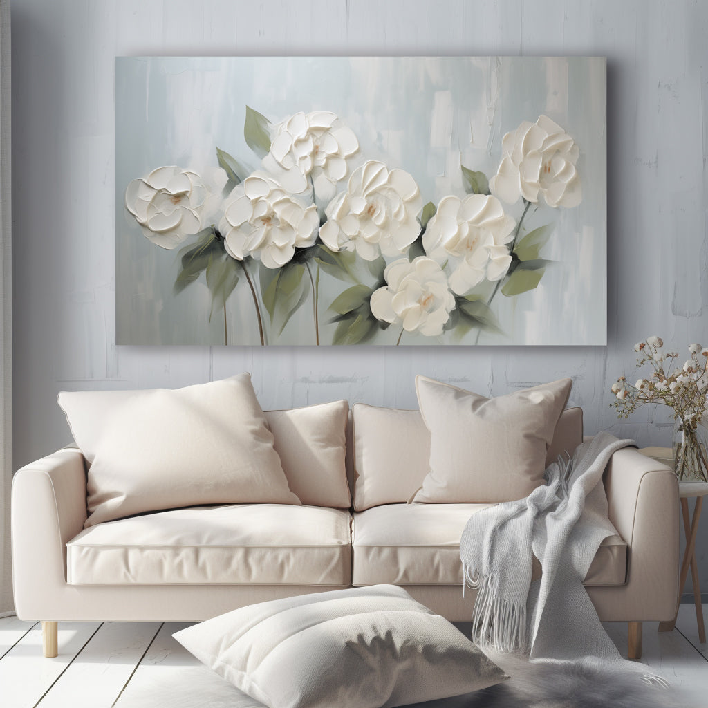 White Bloom Textured Floral Art-wp242838