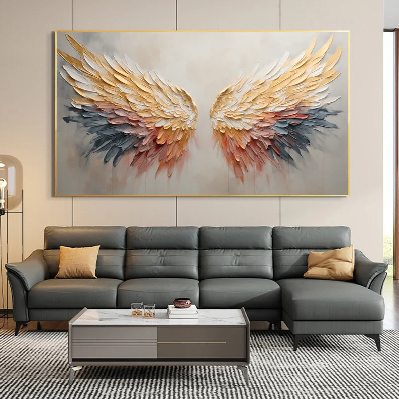 Elegant Angel Wings Textured Wall Art
