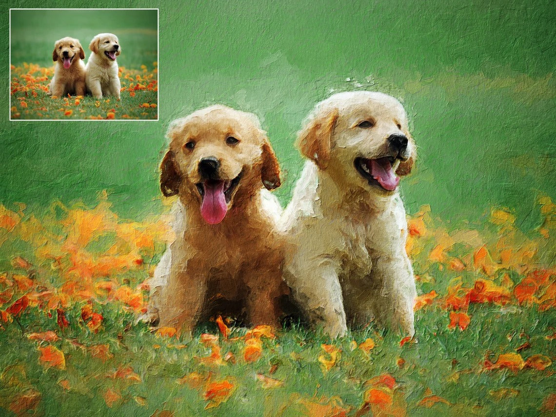 Custom Oil Painting Portraits from Your Photos - Family & Pets#2